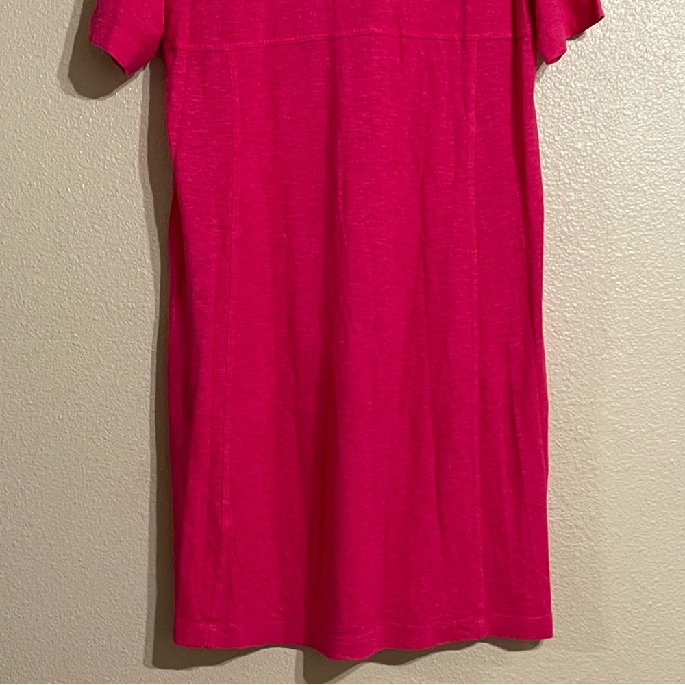 Eileen Fisher V Neck Shirt Dress Hem and Organic Cotton Pink - Picture 5 of 12